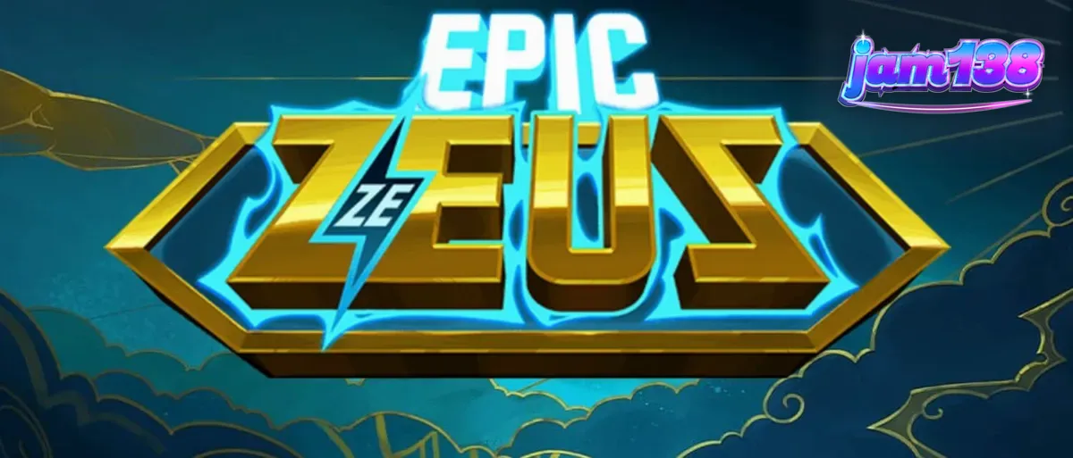 Tampilan visual slot Epic Ze Zeus dengan latar belakang kuil Yunani dan petir