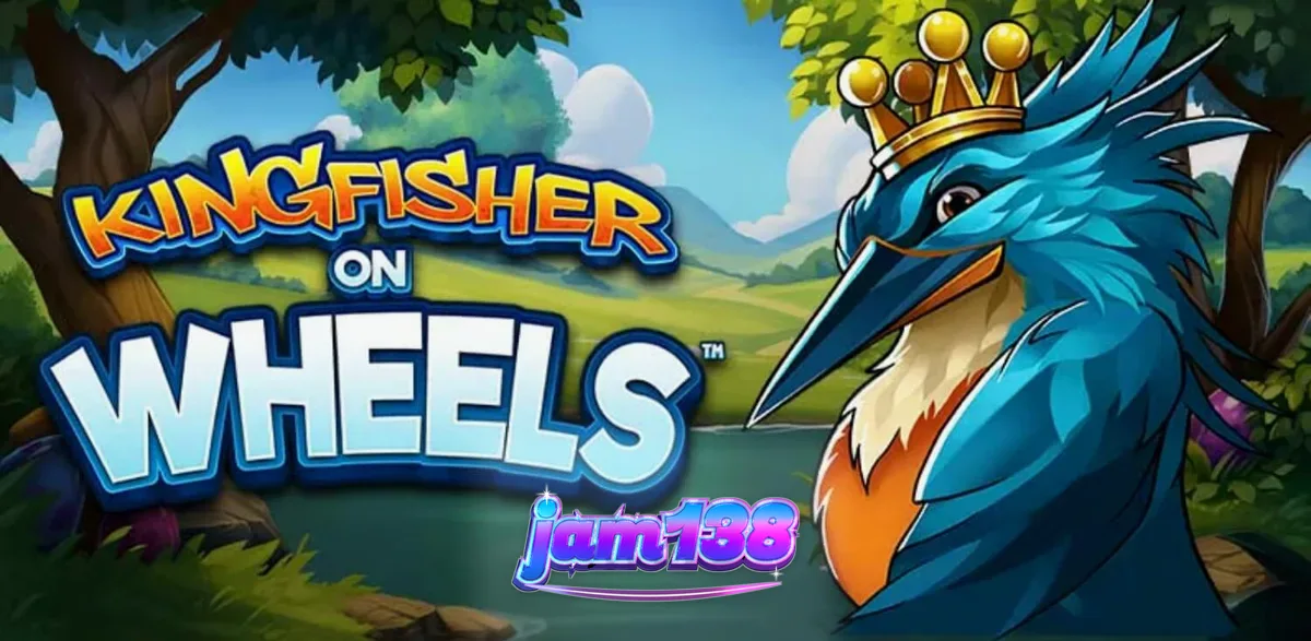 Kingfisher on Wheels slot dengan latar belakang sungai dan burung raja udang bermahkota